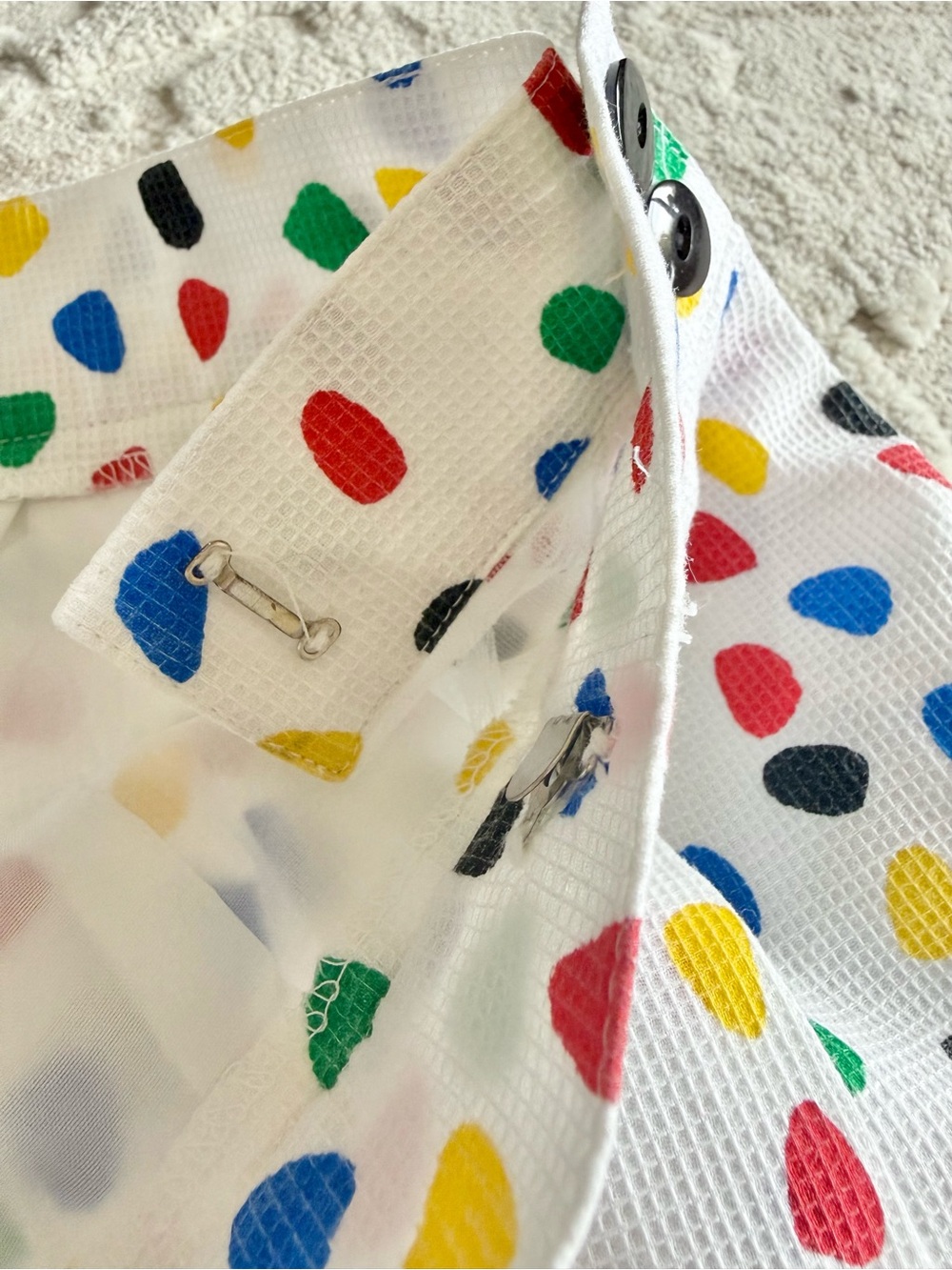 VINTAGE 80s/90s Prophecy Multicolor Confetti Print on White A-Line Skirt XS - Picture 3 of 8